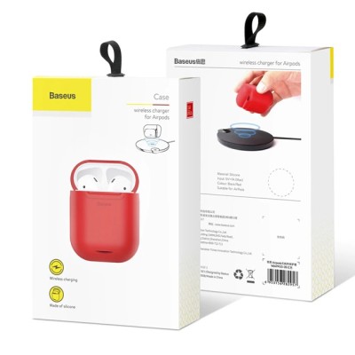 Чехол с беспроводной зарядкой Baseus для AirPods (WIAPPOD-09) красный Чехол с беспроводной зарядкой Baseus для AirPods (WIAPPOD-09) красный