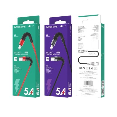 Usb Кабель-зарядка Type-C Borofone BX32 Munificent 5A 1м красный Usb Кабель-зарядка Type-C Borofone BX32 Munificent 5A 1м красный
