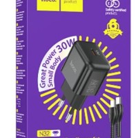 Сетевое зар. устр. Hoco N32 с шнуром Type-C на Type-C 1USB/1C 30W черный