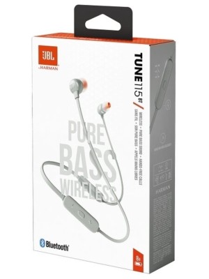 Беспроводные наушники для спорта JBL T115BT серые Беспроводные наушники для спорта JBL T115BT серые
