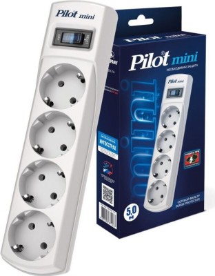 Сетевой фильтр Pilot Mini 4 розетки 5м белый Сетевой фильтр Pilot Mini 4 розетки 5м белый