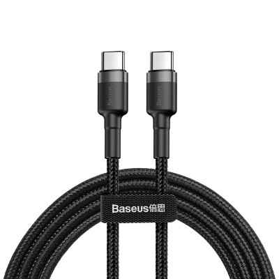 Usb Кабель-зарядка TYPE-C на TYPE-C Baseus Cafule PD2.0, 1м, 60w серо-черный Usb Кабель-зарядка TYPE-C на TYPE-C Baseus Cafule PD2.0 1м (CATKLF-GG1) серо-черный