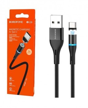 Usb Кабель-зарядка Type-C Магнитный Borofone BU16 3A 1.2м чёрный Usb Кабель-зарядка Type-C Магнитный Borofone BU16 3A 1.2м чёрный