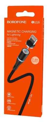 Usb Кабель-зарядка Lightning Магнитный Borofone BU16 3A 1.2м черный Usb Кабель-зарядка Lightning Магнитный Borofone BU16 3A 1.2м черный