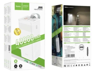 Powerbank Hoco J86 40000mAh 22.5W 2USB/Type-C/Micro с дисплеем белый Powerbank Hoco J86 40000mAh 22.5W 2USB/Type-C/Micro с дисплеем белый