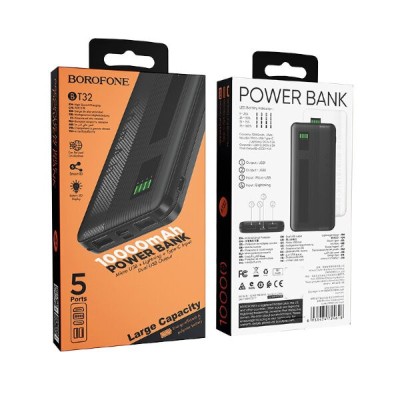 Powerbank Borofone BT32 10000mAh 2USB 2A с дисплеем черный Powerbank Borofone BT32 10000mAh 2USB 2A с дисплеем черный