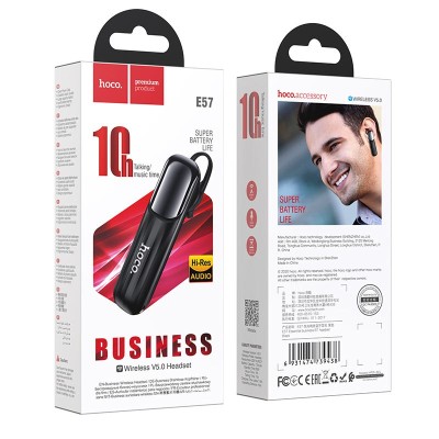 Bluetooth-гарнитура Hoco E57 BT5.0/10ч черная Bluetooth-гарнитура Hoco E57 BT5.0/10ч черная