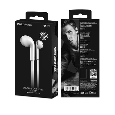 Наушники с микрофоном Borofone BM23 Bright Sound 1.2м плоские белые Наушники с микрофоном Borofone BM23 Bright Sound 1.2м плоские белые