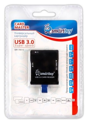 Картридер USB3.0 MicroSD/SD/MMC/MS/M2/TF/xD Smartbuy 700 черный (SBR-700-K) Картридер USB3.0 MicroSD/SD/MMC/MS/M2/TF/xD Smartbuy 700 черный (SBR-700-K)