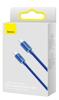 Кабель-зарядка Type-C на Type-C Baseus Crystal Shine Series 100W 1.2м (CAJY000603) синий Кабель-зарядка Type-C на Type-C Baseus Crystal Shine Series 100W 1.2м (CAJY000603) синий