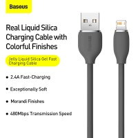 Usb Кабель-зарядка Lightning Baseus Silica Gel 2.4A 1.2м черный