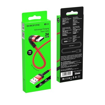 Usb Кабель-зарядка Type-C Borofone BX34 Advantage 2.4A 1м в нейлоновой оплётке красный Usb Кабель-зарядка Type-C Borofone BX34 Advantage 2.4A 1м в нейлоновой оплётке красный