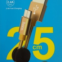 Usb Кабель-зарядка Micro Hoco X35 Premium 2.4A 25см в нейлоновой оплетке золотой