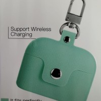 Силиконовый чехол для AirPods Pro с кнопкой и карабином бирюзовый