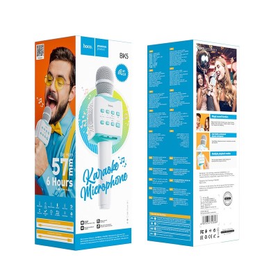 Микрофон для караоке Hoco BK5 BT5.0/1200mAh/6ч/5Вт голубой Микрофон для караоке Hoco BK5 BT5.0/1200mAh/6ч/5Вт голубой