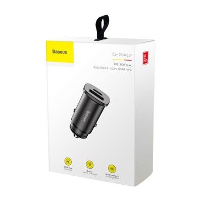 Автомобильное заряд. устр. Baseus Square Metal 1USB+1C 30W (CCALL-AS01) черное Автомобильное заряд. устр. Baseus Square Metal 1USB+1C 30W (CCALL-AS01) черное