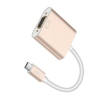 Кабель-переходник Type-C (папа) на VGA (мама) Hoco HB6 золотой