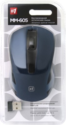 Мышь беспроводная Defender MM-605 USB/DPI 1200/3 кнопки/2AAA синяя Мышь беспроводная Defender MM-605 USB/DPI 1200/3 кнопки/2AAA синяя