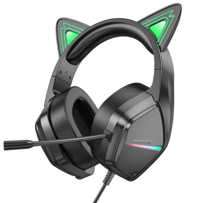 Стереонаушники Полноразмерные Borofone BO106 gaming 2м чёрно-зеленые Стереонаушники Полноразмерные Borofone BO106 gaming 2м чёрные