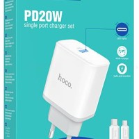 Сетевое зар. устр. Hoco C104A с шнуром Type-C на Type-C 1USB/1С PD3.0/QC3.0 20W/18W белое