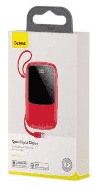 Powerbank Baseus Qpow Digital Display 10000mAh, 3A, iP (PPQD-B09) красный Powerbank Baseus Qpow Digital Display 10000mAh, 3A, iP (PPQD-B09) красный