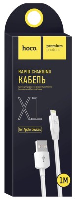 Usb Кабель-зарядка Lightning Hoco X1 Rapid 1м 2.1А силиконовый белый Usb Кабель-зарядка Lightning Hoco X1 Rapid 1м 2.1А силиконовый белый