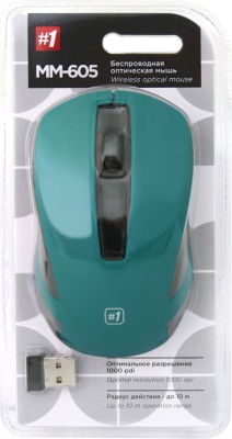 Мышь беспроводная Defender MM-605 USB/DPI 1200/3 кнопки/2AAA зеленая Мышь беспроводная Defender MM-605 USB/DPI 1200/3 кнопки/2AAA зеленая