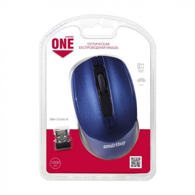 Мышь беспроводная Smartbuy ONE 332AG USB/DPI 1000/3 кнопки/2AAA синяя (SBM-332AG-B) Мышь беспроводная Smartbuy ONE 332AG USB/DPI 1000/3 кнопки/2AAA синяя (SBM-332AG-B)