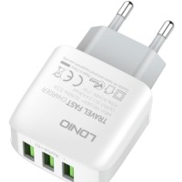 Сетевое зар. устр. LDNIO A3312 с шнуром Type-C 3USB 17W белое