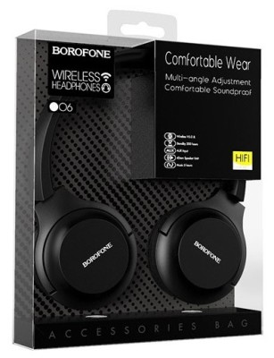 Стереонаушники Bluetooth Полноразмерные Borofone BO6 Poise rhyme V5.0 чёрный Стереонаушники Bluetooth Полноразмерные Borofone BO6 Poise rhyme V5.0 чёрный