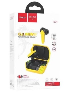 Беспроводные наушники TWS Hoco S21 BT5.0/40mAh (320mAh)/4ч желтые Беспроводные наушники TWS Hoco S21 BT5.0/40mAh (320mAh)/4ч желтые