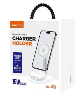 Беспроводное зарядное устройство 2в1 Recci RCW-32 15W белое Беспроводное зарядное устройство 2в1 Recci RCW-32 15W белое
