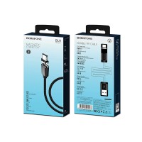 Usb Кабель-зарядка магнитный Type-C Borofone BU1 MagJet 3A 1.2м силиконовый черный