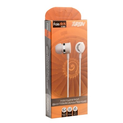 Наушники с микрофоном Faison X32 Turbin 1.2м белый Наушники с микрофоном Faison X32 Turbin 1.2м белый