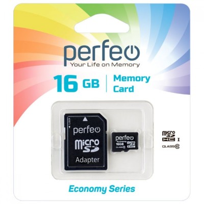 micro SDHC карта памяти Perfeo 16GB High-Capacity (Class 10), с адаптером economy series micro SDHC карта памяти Perfeo 16GB High-Capacity (Class 10), с адаптером economy series