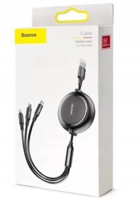 Usb Кабель-зарядка Baseus Golden Loop 3в1 Micro/Lightning/Type-C 3.5A 1.2м (CAMLT-JH01) черный Usb Кабель-зарядка Baseus Golden Loop 3в1 Micro/Lightning/Type-C 3.5A 1.2м (CAMLT-JH01) черный