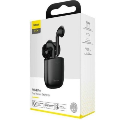 Мобильная Bluetooth-гарнитура TWS Baseus Encok W04 Pro BT5.0/37mAh (400mAh)/5ч (NGW04P-01) черная Мобильная Bluetooth-гарнитура TWS Baseus Encok W04 Pro BT5.0/37mAh (400mAh)/5ч (NGW04P-01) черная