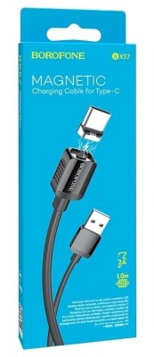 Usb Кабель-зарядка магнитный Type-C Borofone BX57 Effective 2A 1м силиконовый черный Usb Кабель-зарядка магнитный Type-C Borofone BX57 Effective 2A 1м силиконовый черный