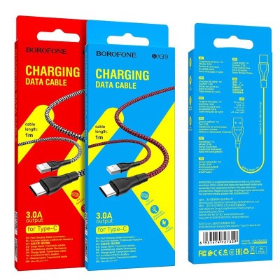 Usb Кабель-зарядка Type-C Borofone X39 1м чёрный Usb Кабель-зарядка Type-C Borofone X39 1м чёрный