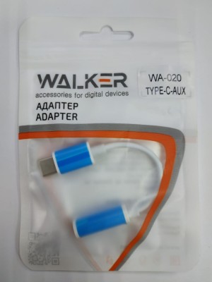 Кабель-переходник Walker WA-020 Type-C (папа) на AUX 3.5мм (мама) бело-голубой Кабель-переходник Walker WA-020 Type-C (папа) на AUX 3.5мм (мама) бело-голубой