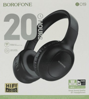 Стереонаушники Bluetooth Полноразмерные Borofone BO19 Musique BT5.3/200mAh/4ч/AUX черные Стереонаушники Bluetooth Полноразмерные Borofone BO19 Musique BT5.3/200mAh/4ч/AUX черные