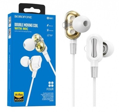 Наушники с микрофоном Borofone BM41 Bliss 1.2м в оплетке TPE белые Наушники с микрофоном Borofone BM41 Bliss 1.2м в оплетке TPE белые