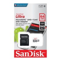 micro SDXC карта памяти SanDisk 64GB Cl10 UHS-1 Ultra Android 100MB/s с ад.(SDSQUNR-064G-GN3MA)