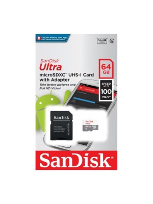 micro SDXC карта памяти SanDisk 64GB Cl10 UHS-1 Ultra Android 100MB/s с ад.(SDSQUNR-064G-GN3MA) micro SDXC карта памяти SanDisk 64GB Cl10 UHS-1 Ultra Android 100MB/s с ад.(SDSQUNR-064G-GN3MA)