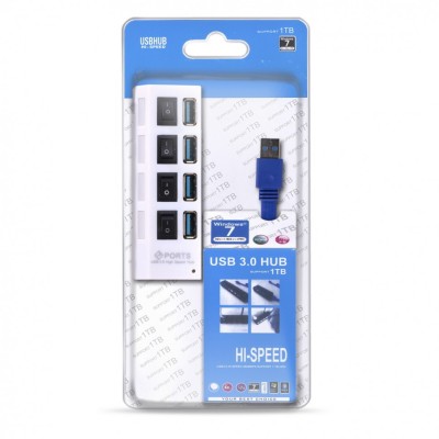 USB 3.0 хаб с выключателями, 4 порта, СуперЭконом, белый, SBHA-7304-W USB 3.0 хаб с выключателями, 4 порта, СуперЭконом, черный, SBHA-7304-B