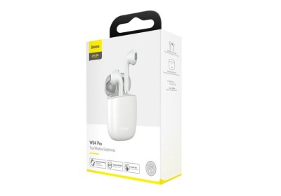 Мобильная Bluetooth-гарнитура TWS Baseus Encok W04 Pro BT5.0/37mAh (400mAh)/5ч (NGW04P-02) белая Мобильная Bluetooth-гарнитура TWS Baseus Encok W04 Pro BT5.0/37mAh (400mAh)/5ч (NGW04P-02) белая