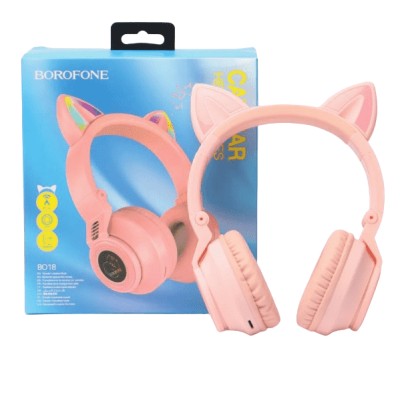 Стереонаушники Bluetooth Полноразмерные Borofone B018 Cat Ear V5.0/7ч розовые Стереонаушники Bluetooth Полноразмерные Borofone B018 Cat Ear V5.0/7ч розовые