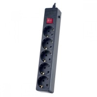 Сетевой фильтр Perfeo Power+ (PF-PP-5/5,0-B) 5м/5 розеток черный