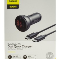 Автомобильное заряд. устр. Baseus Digital Display 1USB+1C кабель Type-C 45W (TZCCBX-C0G) серое