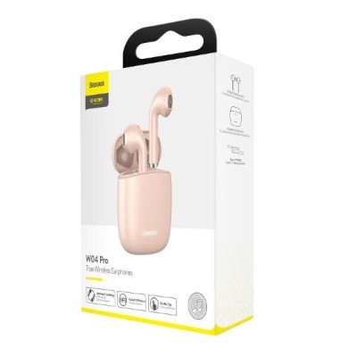 Мобильная Bluetooth-гарнитура Baseus Encok W04 Pro IP54 TWS V5.0 сенсорная (NGW04P-04) розовая Мобильная Bluetooth-гарнитура Baseus Encok W04 Pro IP54 TWS V5.0 сенсорная (NGW04P-04) розовая